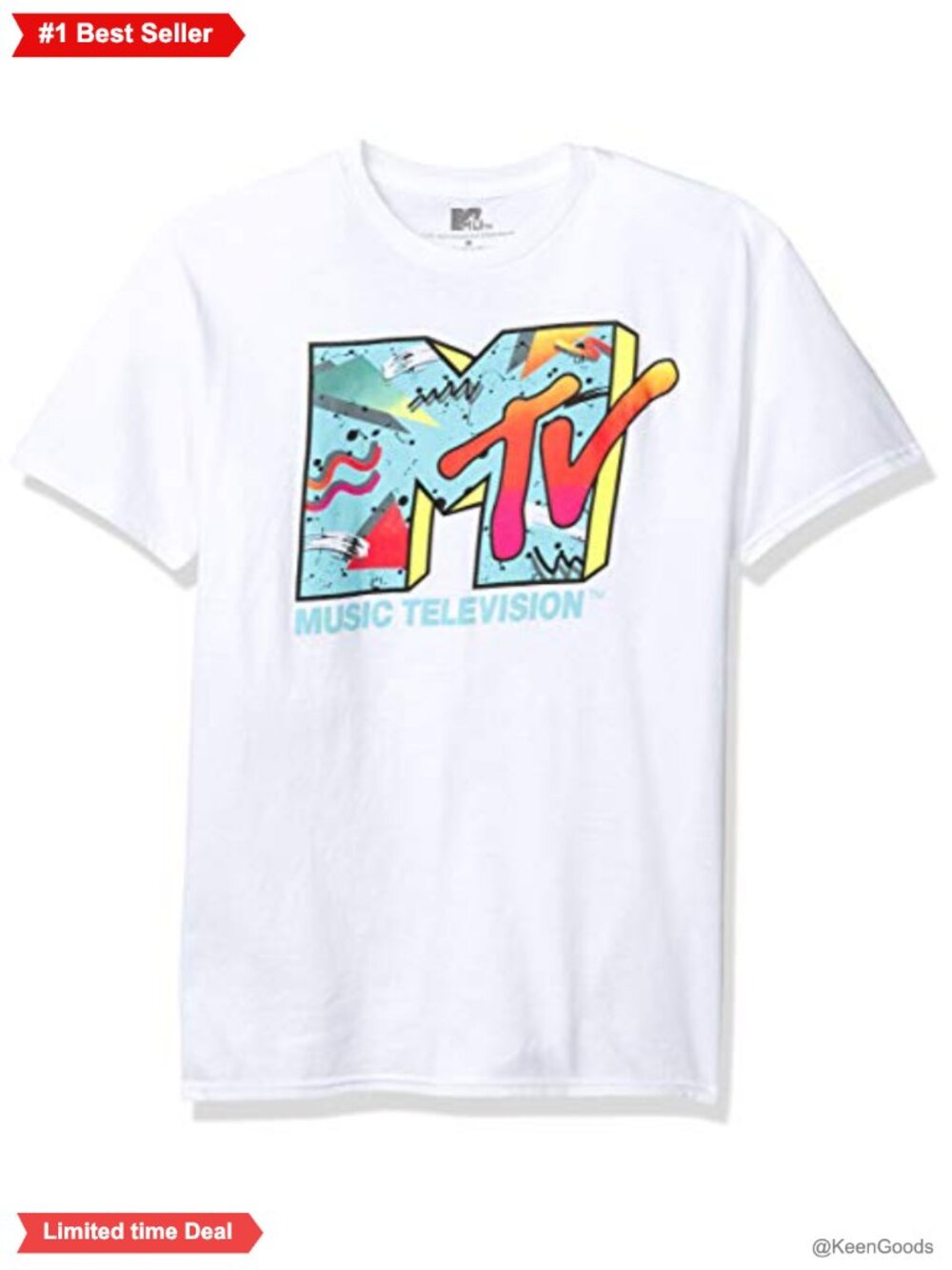 Officially Licensed MTV Retro Logo Graphic Tee Men's Unisex Short Sleeve